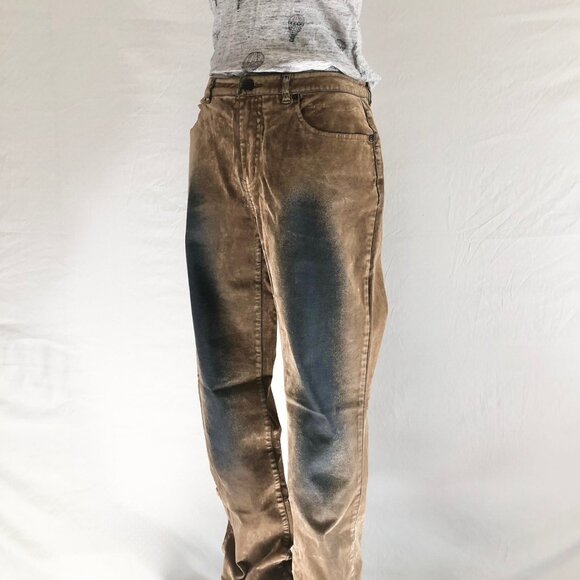 Tan Distressed Velvet Jeans Size 8 - Picture 6 of 11